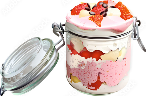 strawberry jam in glass jar