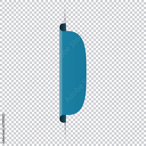 blue bookmark banner for any text on transparent background