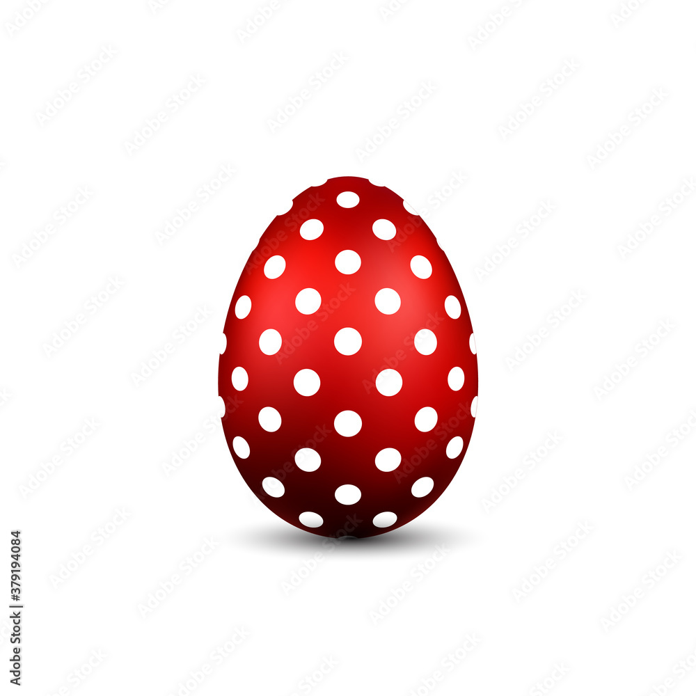 Easter egg 3D icon. Red color egg, isolated white background. Bright realistic design, decoration for Happy Easter celebration. Holiday element. Shiny pattern. Spring symbol. Vector illustration Easter egg 3D icon. Red color egg, isolated white background. Bright realistic design, decoration for Happy Easter celebration. Holiday element. Shiny pattern. Spring symbol. Vector illustration