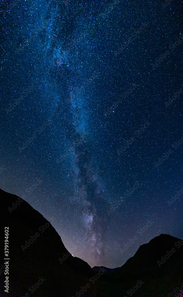 a view of the stars and milky way galaxy from glen etive in the argyll region of the highlands of scotland during a clear dark autumn night