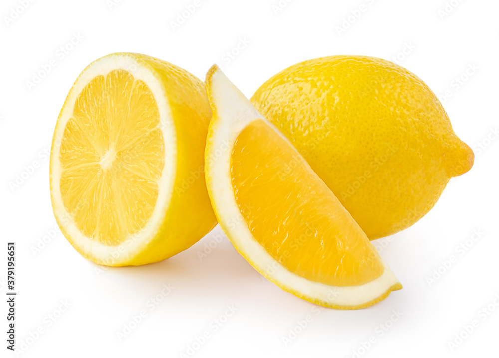 Group of lemons isolated on white background. Fresh Lemon citrus fruit macro. Group of lemons isolated on white background. Fresh Lemon citrus fruit macro.