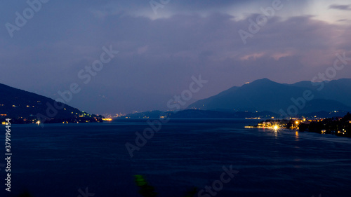 Lago Maggiore fotografato dalle alture di Arona (NO), Piemonte, Italia. photo