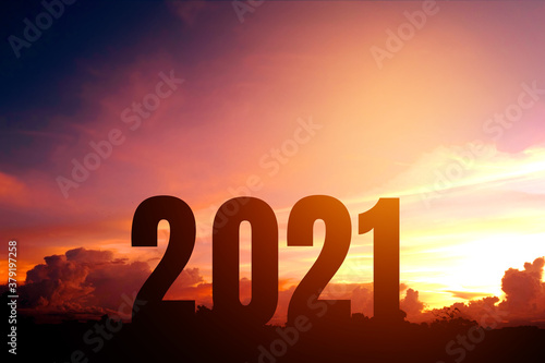2021 Happy New Year Silhouette of Number Newyear concept