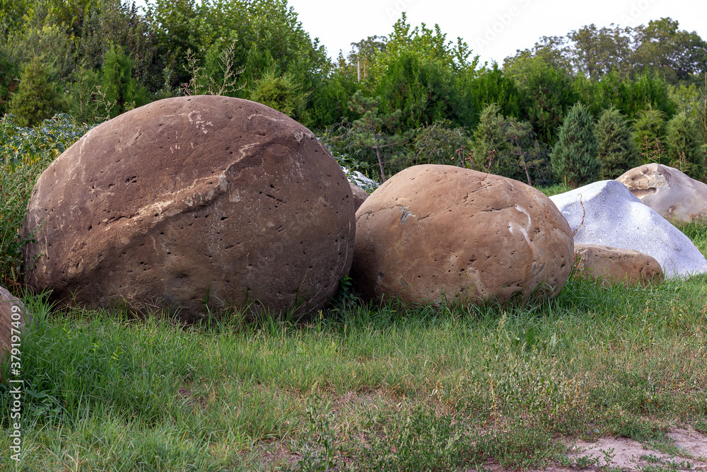 Natural rock garden in a wild nature Park in the open air on a summer day.