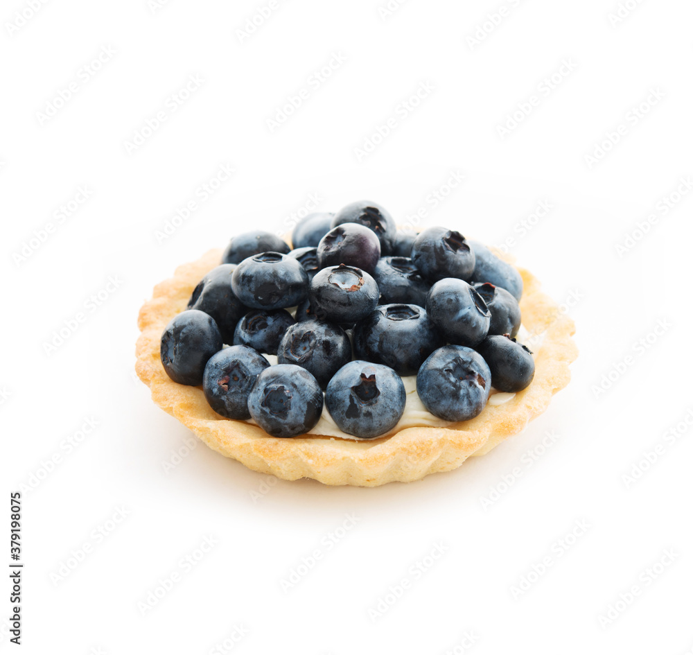Fototapeta premium Mini tart with blueberries isolated on a white background