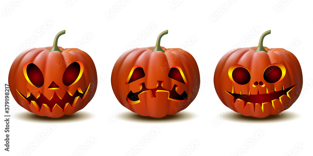 set of Halloween pumpkins in vector with different faces set of Halloween pumpkins in vector with different faces