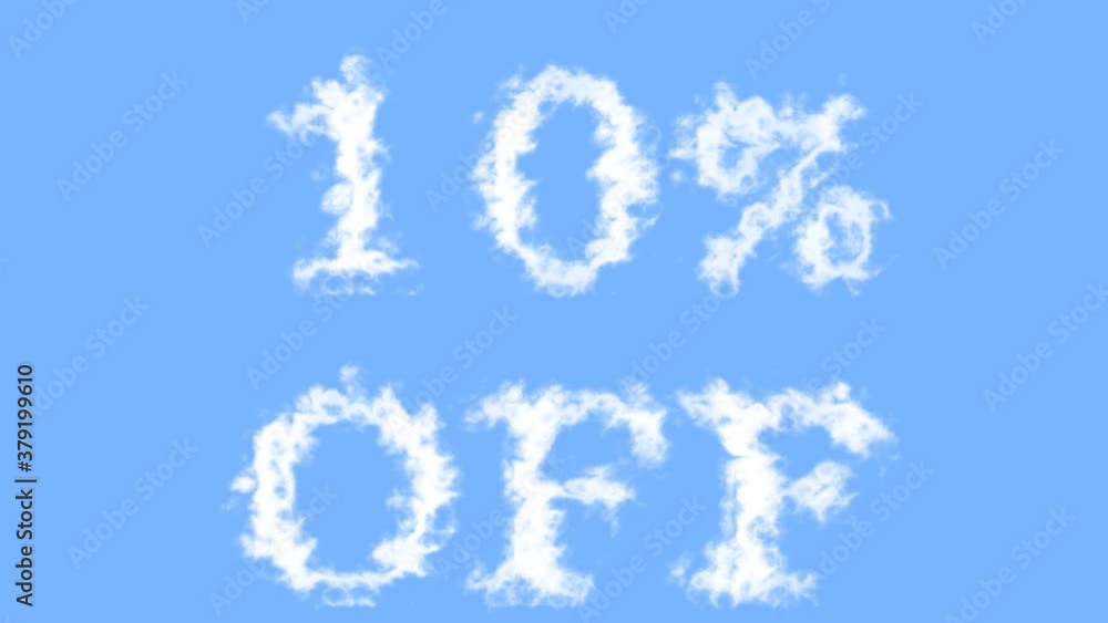 10% Off cloud text effect sky isolated background. animated text effect with high visual impact. letter and text effect. 10% Off cloud text effect sky isolated background. animated text effect with high visual impact. letter and text effect.