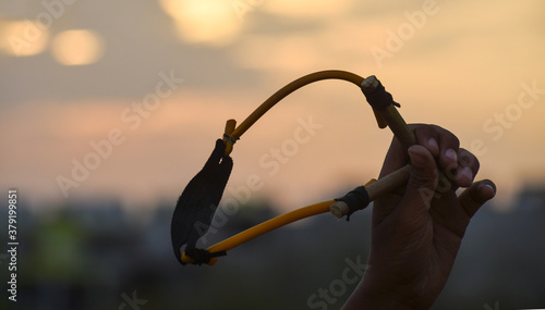 Valokuva Handmade slingshot catapult.