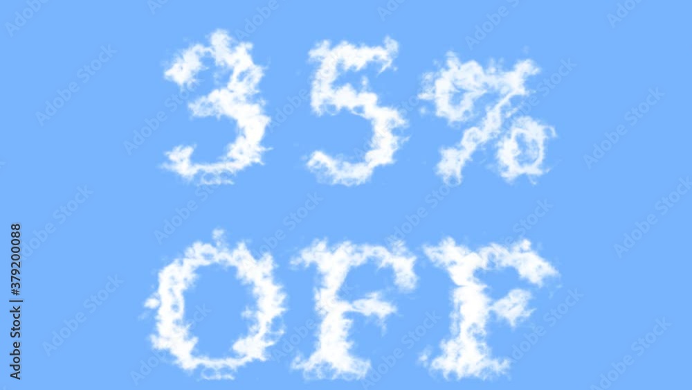 35% Off cloud text effect sky isolated background. animated text effect with high visual impact. letter and text effect. 35% Off cloud text effect sky isolated background. animated text effect with high visual impact. letter and text effect.