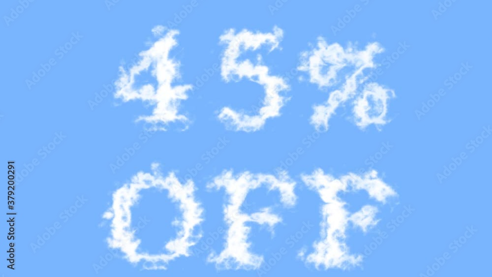 45% Off cloud text effect sky isolated background. animated text effect with high visual impact. letter and text effect. 45% Off cloud text effect sky isolated background. animated text effect with high visual impact. letter and text effect.