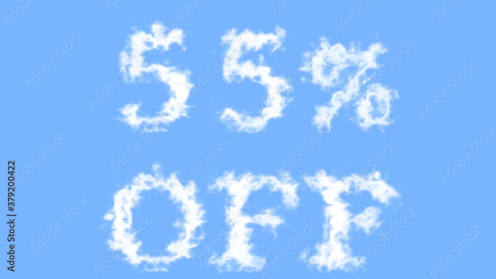 55% Off cloud text effect sky isolated background. animated text effect with high visual impact. letter and text effect. 55% Off cloud text effect sky isolated background. animated text effect with high visual impact. letter and text effect.