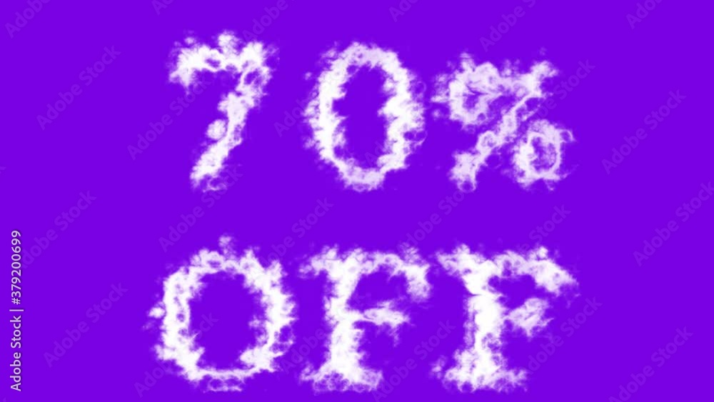 70% Off cloud text effect violet isolated background. animated text effect with high visual impact. letter and text effect. 70% Off cloud text effect violet isolated background. animated text effect with high visual impact. letter and text effect.