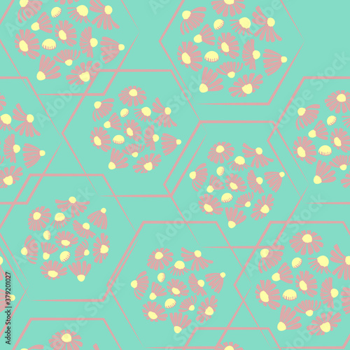 Seamles pattern Made of Flower and Hexagons photo