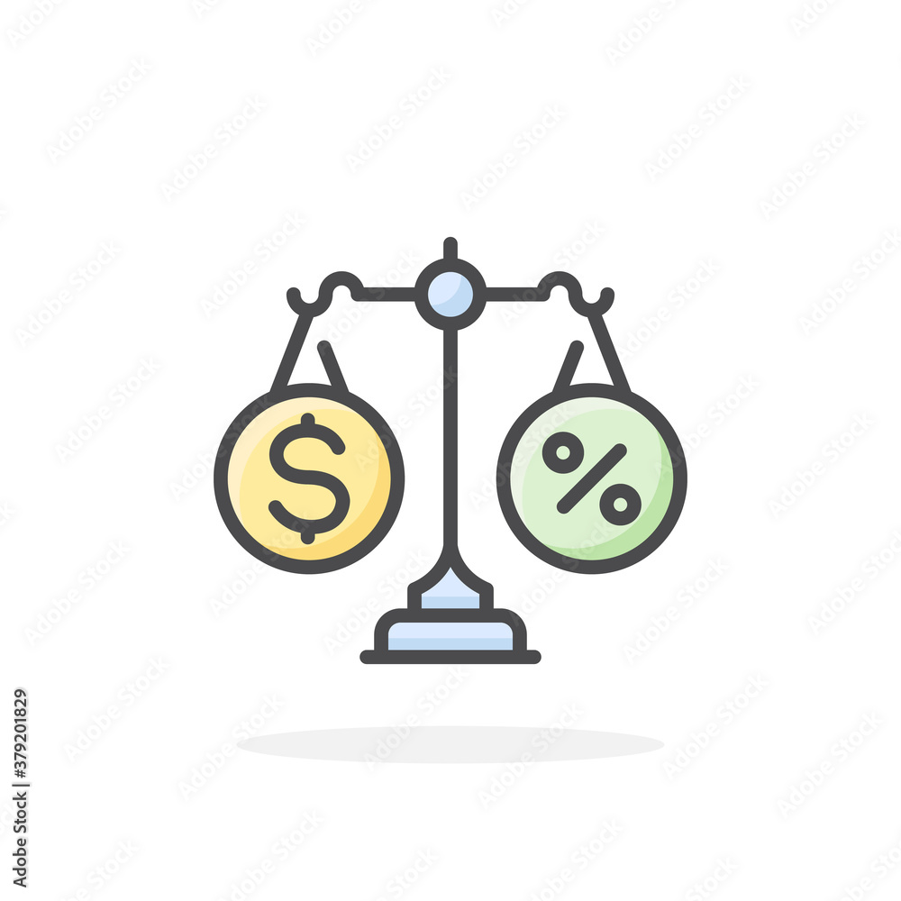 Financial balance icon in filled outline style. Financial balance icon in filled outline style.
