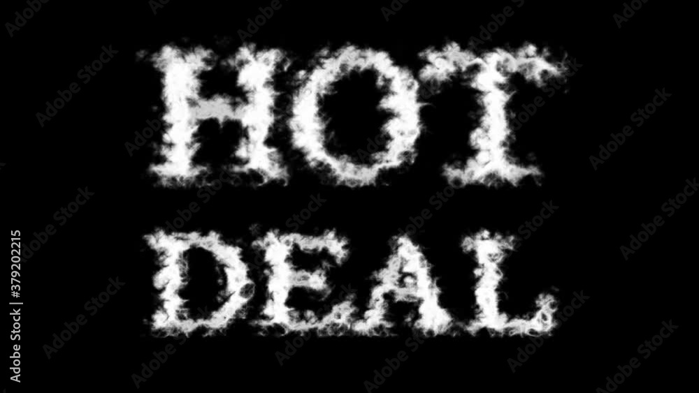 Hot Deal cloud text effect black isolated background. animated text effect with high visual impact. letter and text effect. Hot Deal cloud text effect black isolated background. animated text effect with high visual impact. letter and text effect.