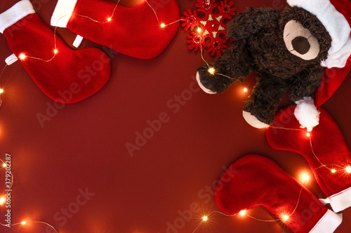 christmas background with red decor