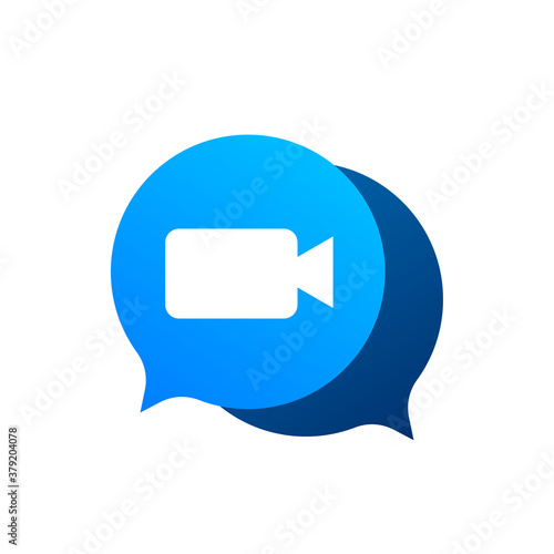 Incoming video call on laptop. Laptop with incoming call, man profile picture and accept decline buttons. Vector stock illustration.