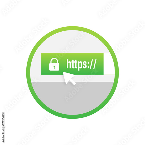 Secure connection icon vector illustration isolated on white background, flat style secured ssl shield symbols.
