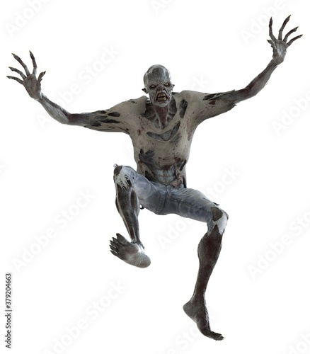Zombie monster isolated on white 3d illustration