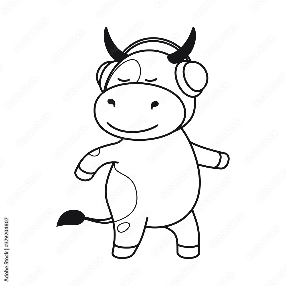 Children's coloring page with cute bulls, cows and oxen. The ox is a symbol of the year 2021 according to the Chinese or Eastern calendar. Ready-to-print vector stock illustration isolated on a white Children's coloring page with cute bulls, cows and oxen. The ox is a symbol of the year 2021 according to the Chinese or Eastern calendar. Ready-to-print vector stock illustration isolated on a white