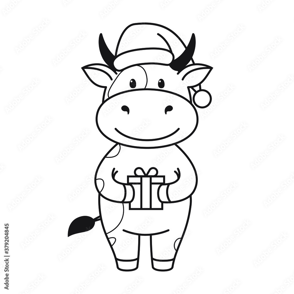 Children's coloring page with cute bulls, cows and oxen. The ox is a symbol of the year 2021 according to the Chinese or Eastern calendar. Ready-to-print vector stock illustration isolated on a white Children's coloring page with cute bulls, cows and oxen. The ox is a symbol of the year 2021 according to the Chinese or Eastern calendar. Ready-to-print vector stock illustration isolated on a white