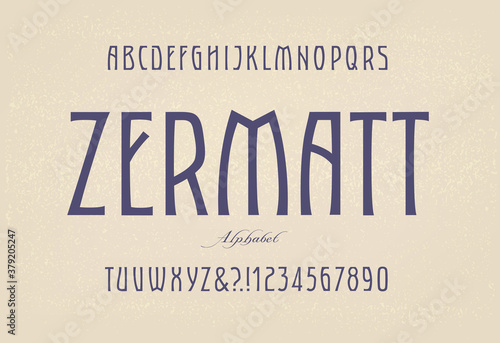 Zermatt; A minimalist and elegant luxury fashion alphabet with a nod to Art Nouveau type stylings.