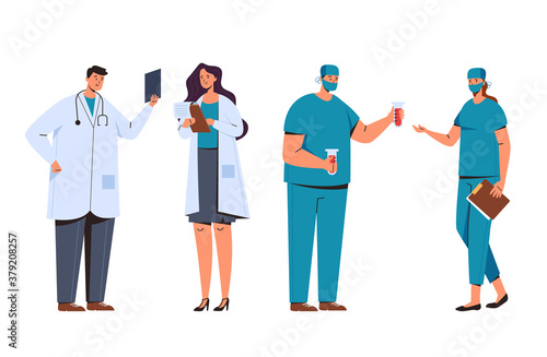 Doctors different occupations isolated set. Vector flat graphic design illustration