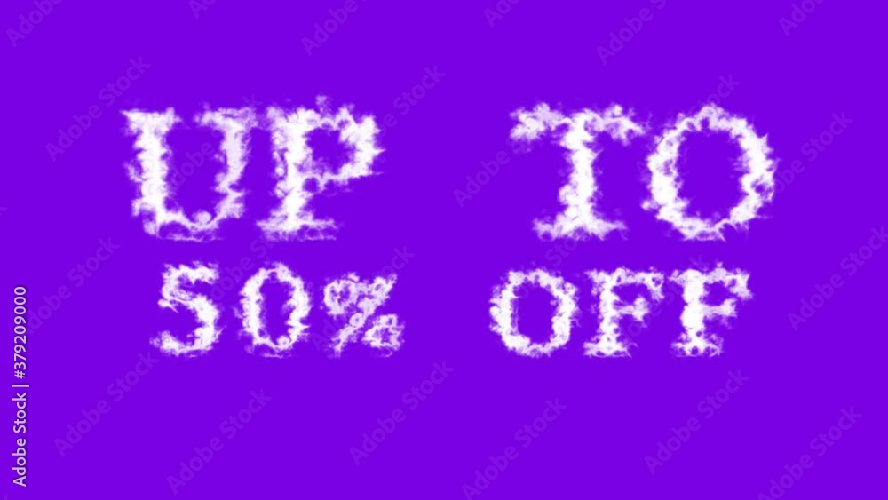 Up To 50% Off cloud text effect violet isolated background. animated text effect with high visual impact. letter and text effect. Up To 50% Off cloud text effect violet isolated background. animated text effect with high visual impact. letter and text effect.