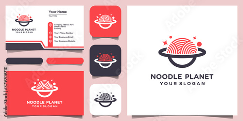 Noodle planet Logo Template Design Vector, Emblem, Design Concept, Creative Symbol, Icon. planet. set of logo and business card design