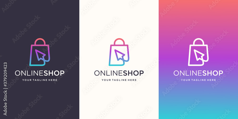Online Shop Logo designs Template, set of Vector illustration, Online Shop Logo designs Template, set of Vector illustration,