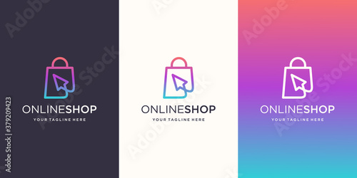 Online Shop Logo designs Template, set of Vector illustration,