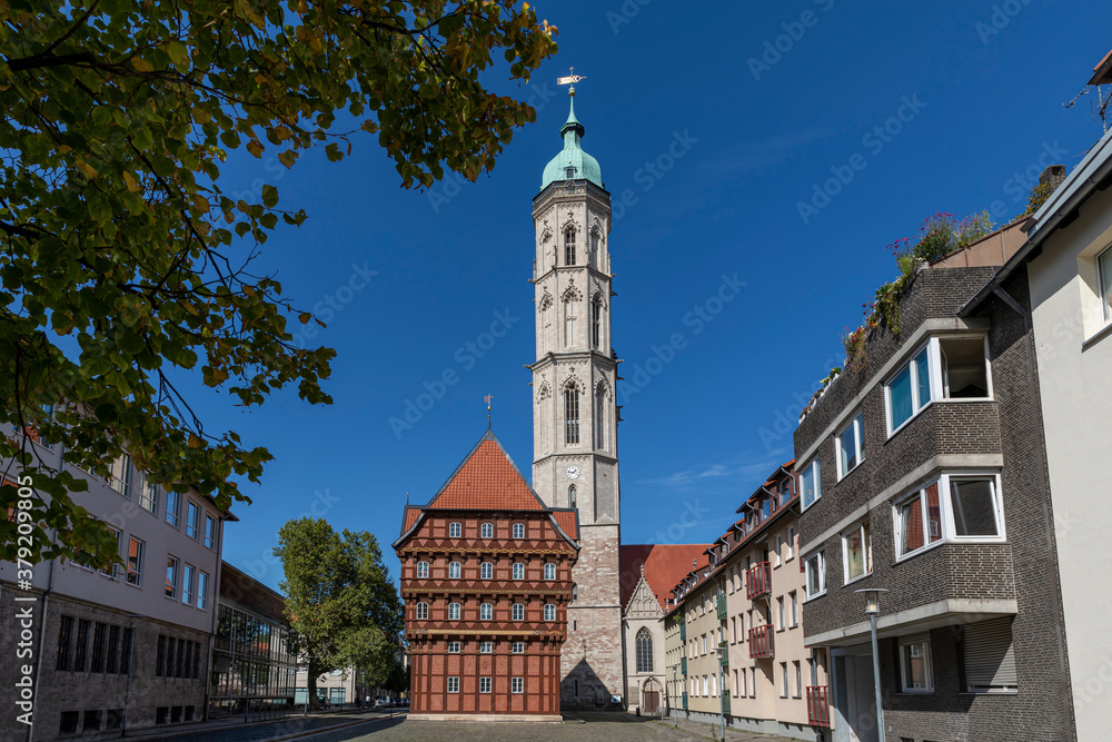 Historical and modern buildings side by side in Braunschweig, Germany