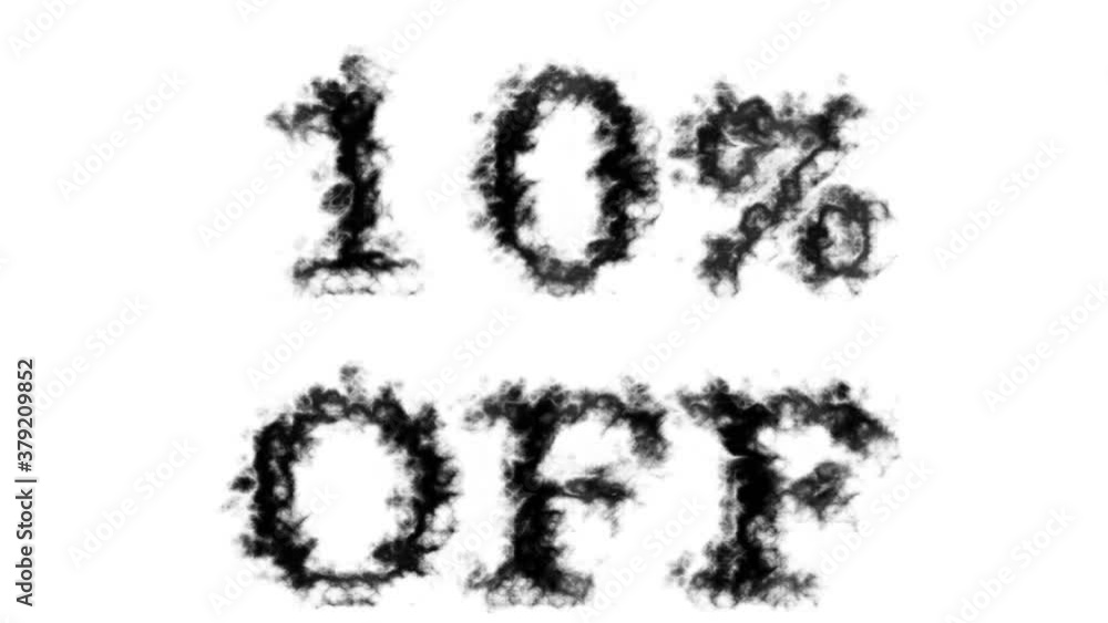 10% Off smoke text effect white isolated background. animated text effect with high visual impact. letter and text effect. 10% Off smoke text effect white isolated background. animated text effect with high visual impact. letter and text effect.