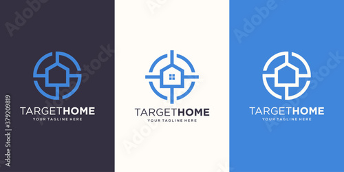 target home Logo designs Template. house combined with target sign.