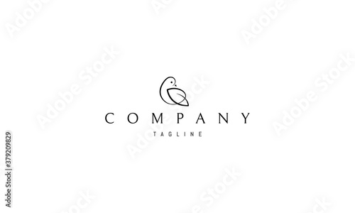 Vector logo in which an abstract image of a bird with a wing similar to a leaf.