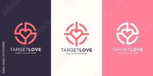 target love Logo designs Template. illustration heart combined with target sign.