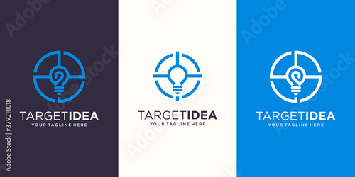 target idea Logo designs Template. symbol bulb combined with target sign.