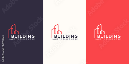 work mark building logo design with line concept. city building abstract For Logo Design Inspiration. business card design