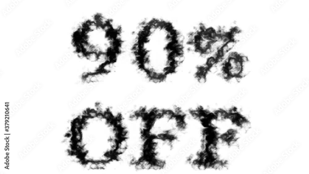 90% Off smoke text effect white isolated background. animated text effect with high visual impact. letter and text effect. 90% Off smoke text effect white isolated background. animated text effect with high visual impact. letter and text effect.