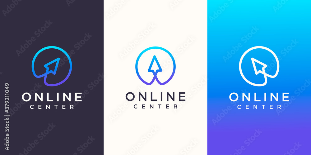 Creative Online Logo designs Template. cursor combined with circle. Creative Online Logo designs Template. cursor combined with circle.