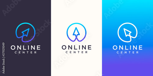 Creative Online Logo designs Template. cursor combined with circle.