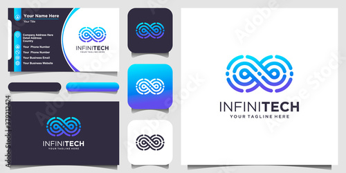 infinite tech Logo designs Template. loop combined with line infinity sign