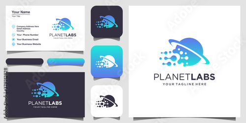 lab world Logo designs Template. circle molecule combined with global technology element.