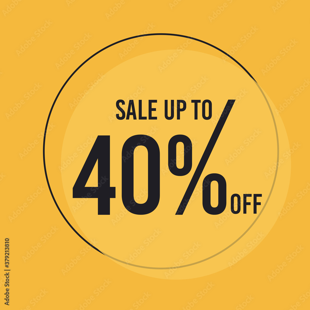 40% OFF Special Offer Discount. Big Sale Promotion Vector Poster. Price Discount Offer Design. Season Sale Promo Colorful Abstract Design Sticker or Invitation Coupon.