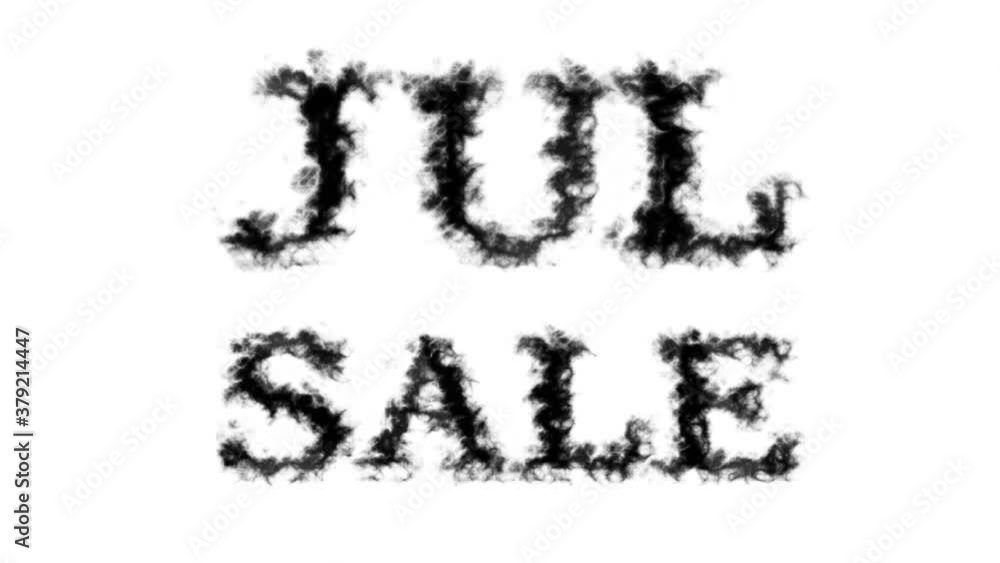 Jul Sale smoke text effect white isolated background. animated text effect with high visual impact. letter and text effect. Jul Sale smoke text effect white isolated background. animated text effect with high visual impact. letter and text effect.