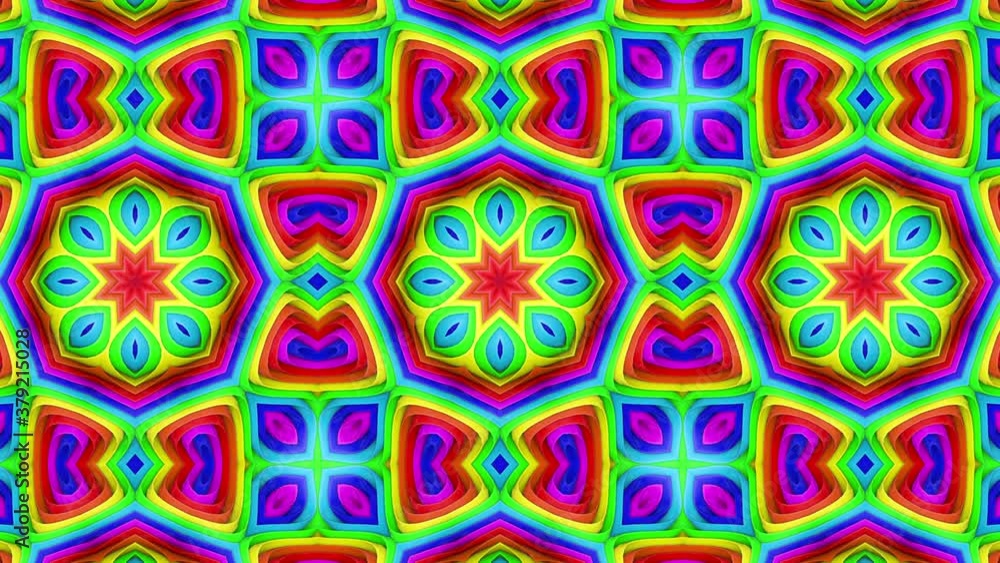 rainbow animated kaleidoscope patterns. 3d multicolored loop background. 3d render rainbow animated kaleidoscope patterns. 3d multicolored loop background. 3d render