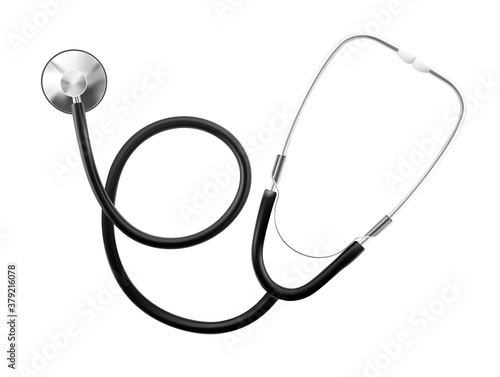 Cardiology medical stethoscope with dual head. Vector illustration isolated on white background. EPS10.	