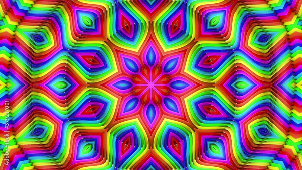 rainbow animated kaleidoscope patterns. 3d multicolored loop background. 3d render rainbow animated kaleidoscope patterns. 3d multicolored loop background. 3d render