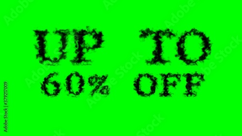 Up To 60% Off smoke text effect green isolated background. animated text effect with high visual impact. letter and text effect. 