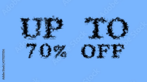Up To 70% Off smoke text effect sky isolated background. animated text effect with high visual impact. letter and text effect. 